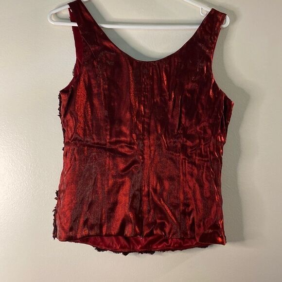 CARTISE Women’s Deep Red Black  Floral Sleeveless Top (Size 10/8) - Picture 3 of 10